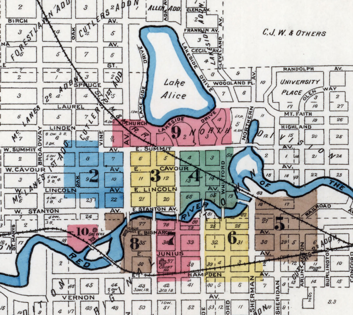 1890 Map of Fergus Falls Otter Tail County Minnesota