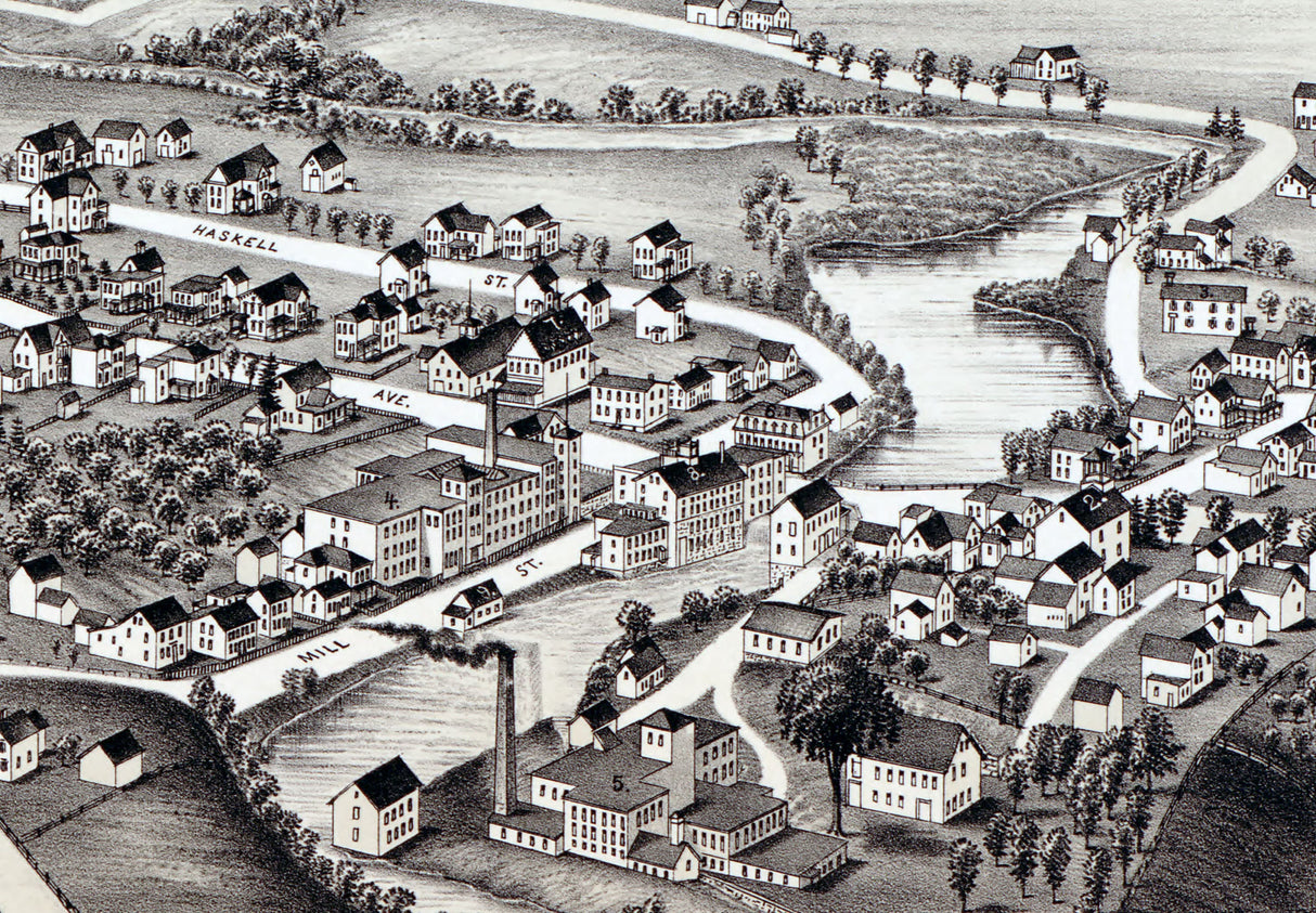 1890 Panoramic Map of Hagamans Mills New York