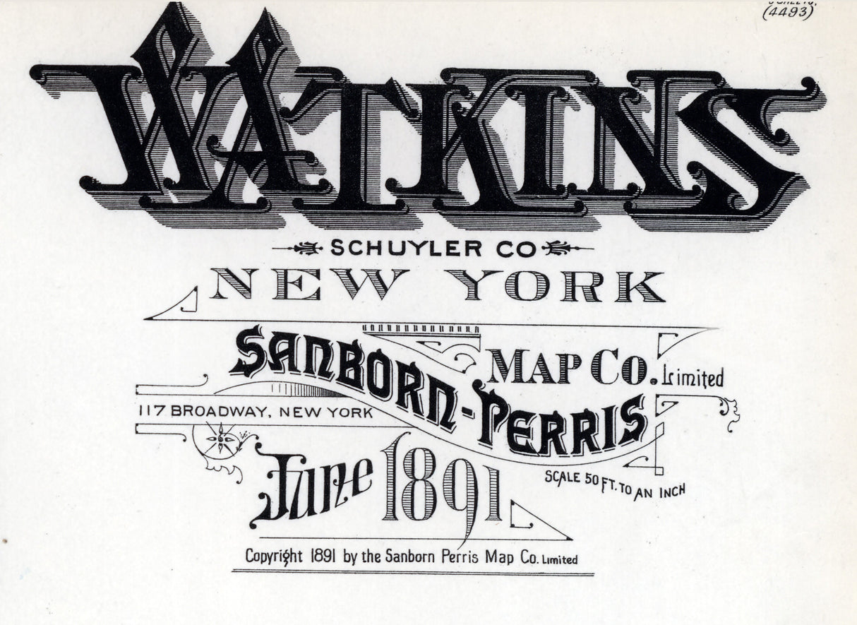 1891 Map of Watkins Glen Schuyler County New York