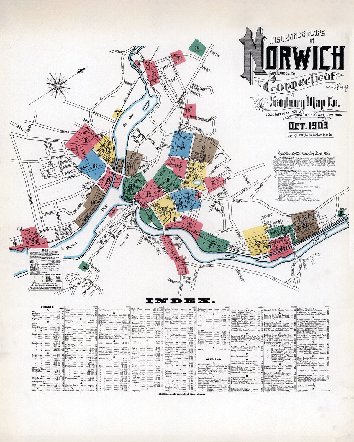1903 Map of Norwich New London County Connecticut