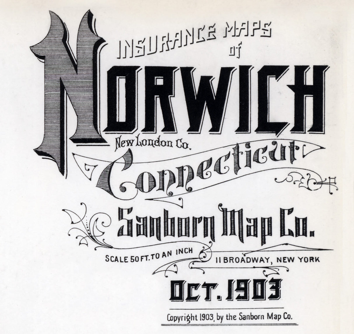 1903 Map of Norwich New London County Connecticut