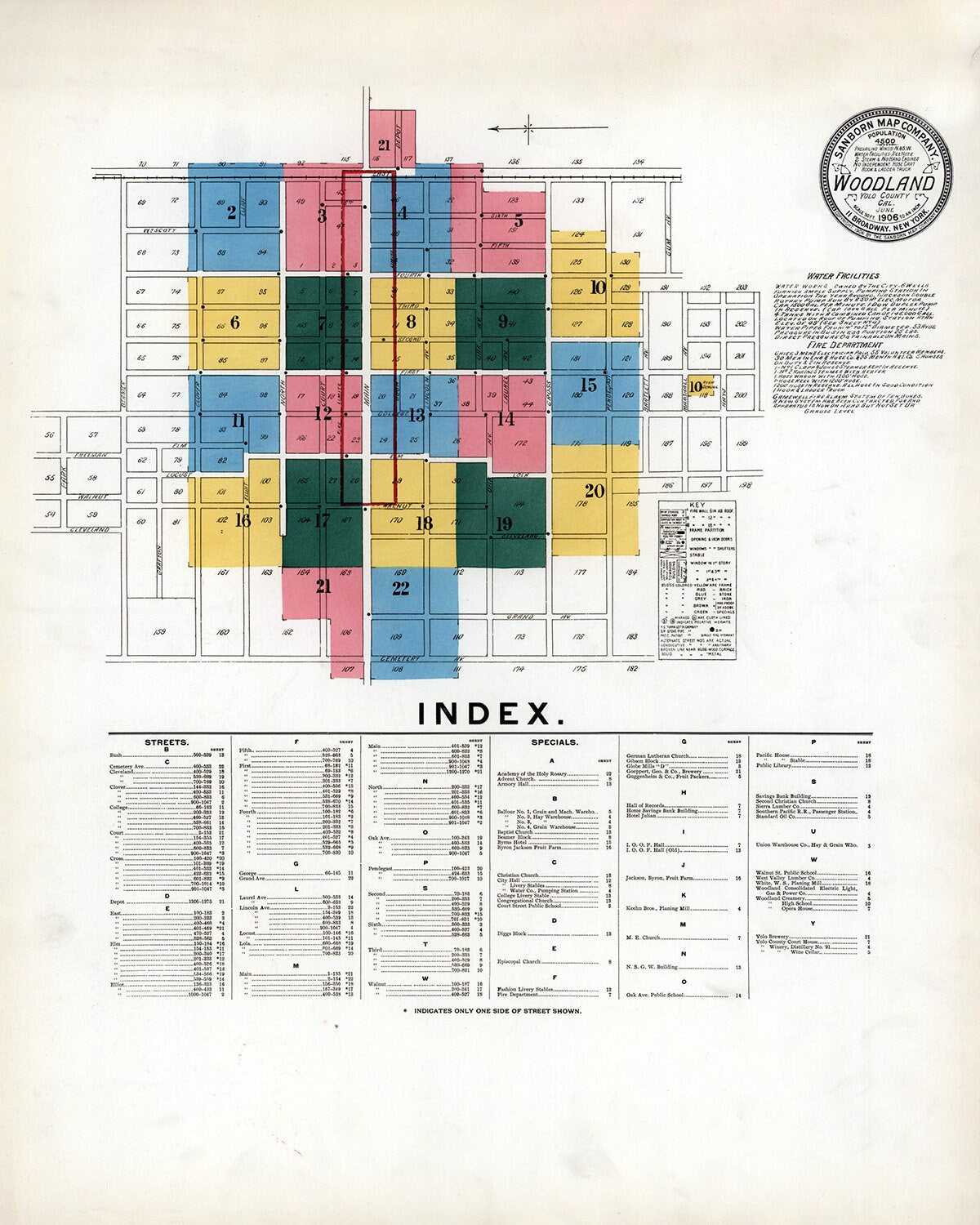 1906 Town Map of Woodland Yolo County California