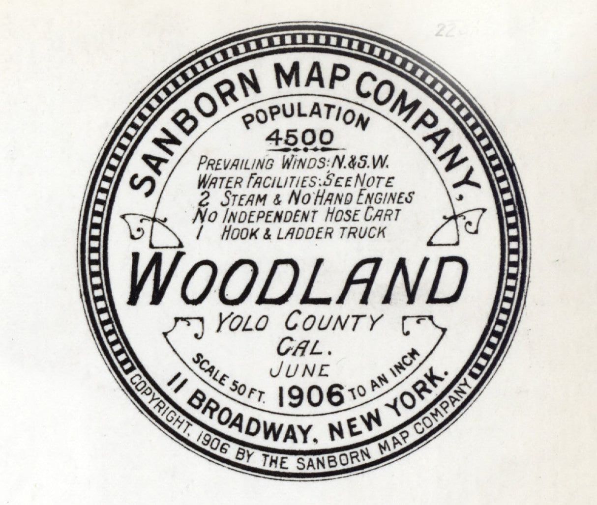 1906 Town Map of Woodland Yolo County California