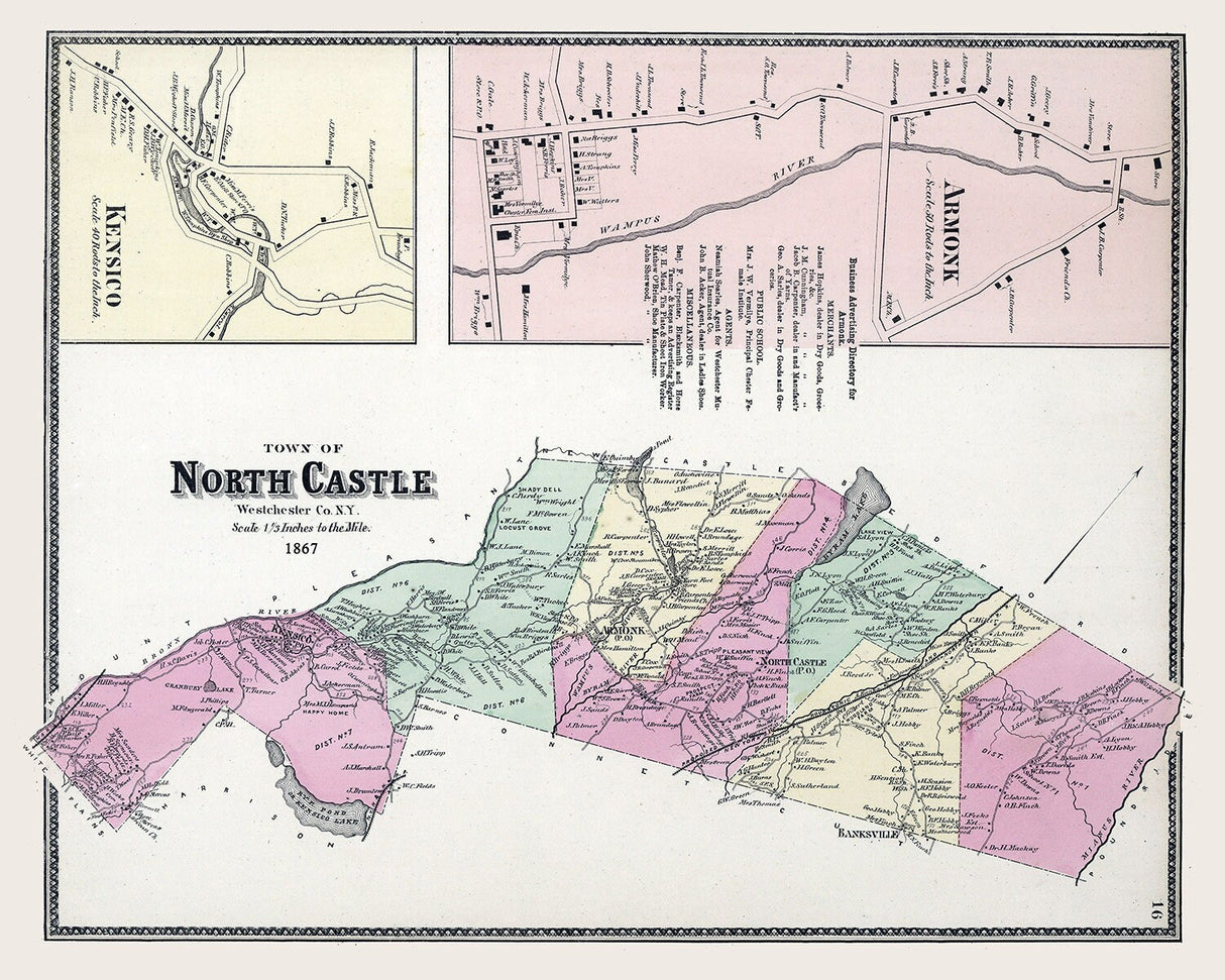 1867 Map of North Castle Westchester County New York