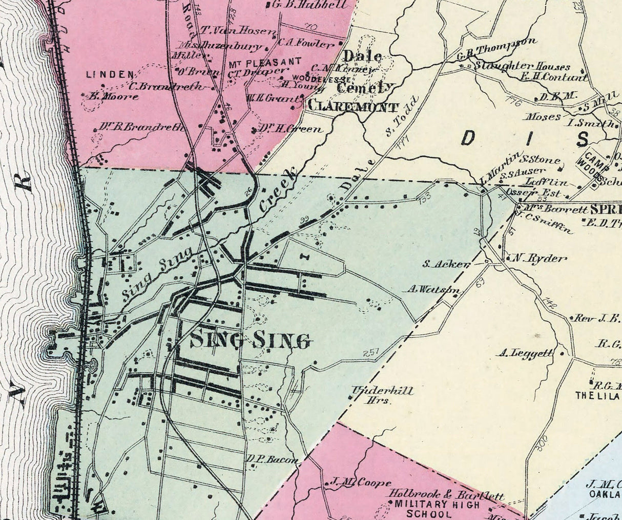 1867 Map of Ossining Westchester County New York