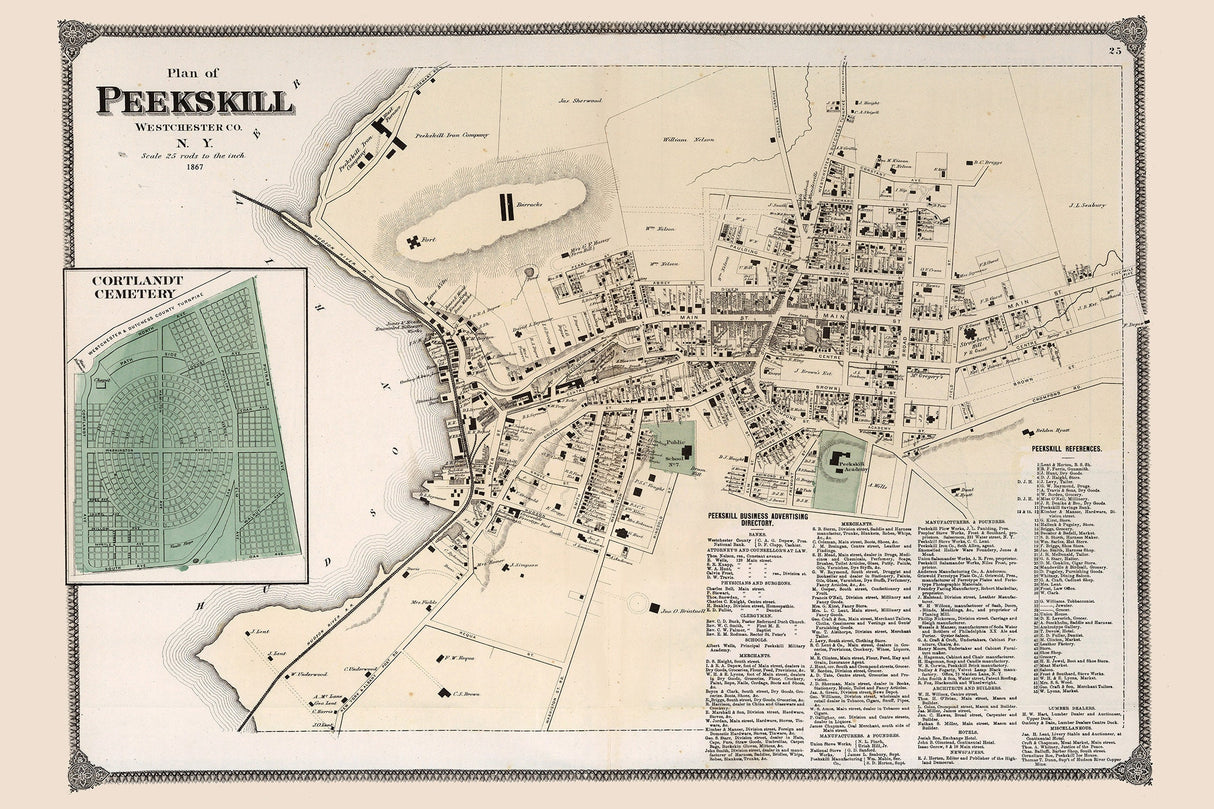 1867 Map of Peekskill Westchester County New York