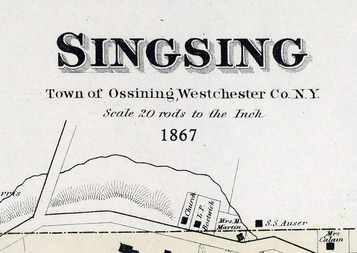 1867 Map of Singsing Sparta Westchester County New York