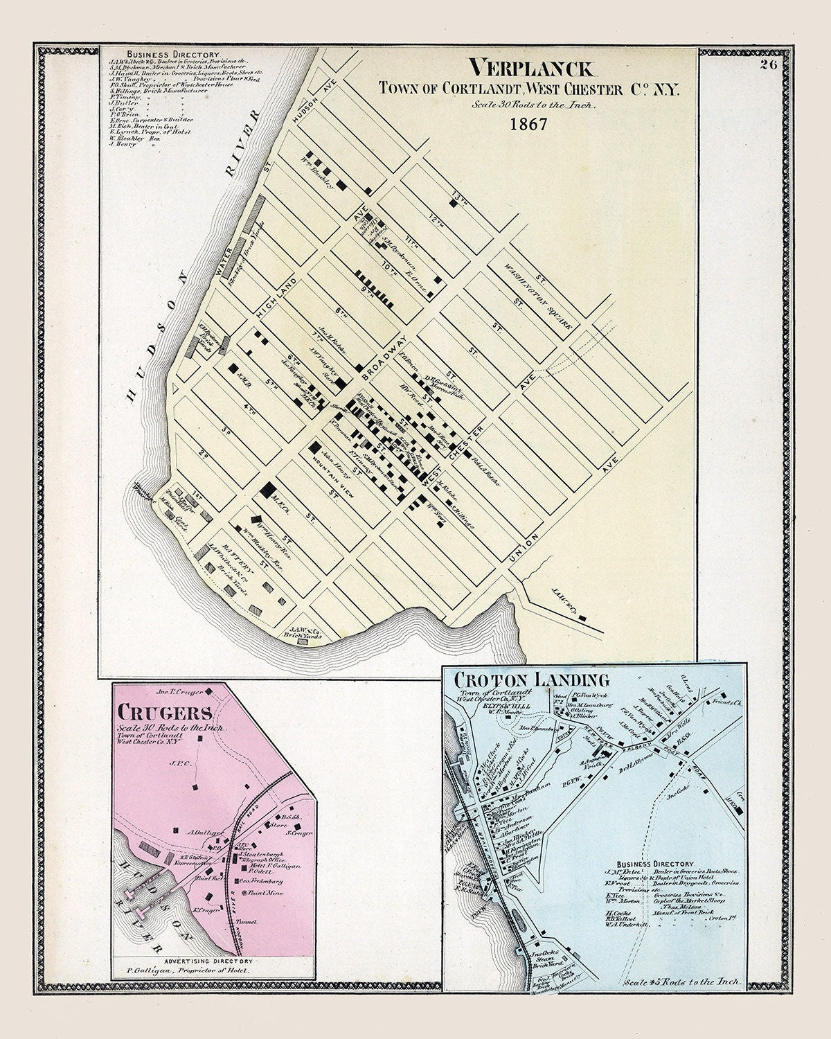 1867 Map of Verplanck Westchester County New York