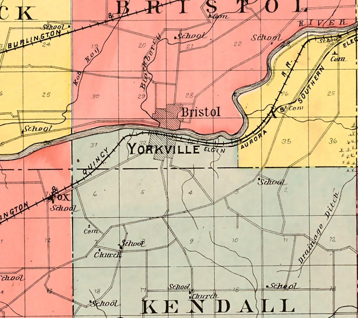 1903 Map of Kendall County Illinois