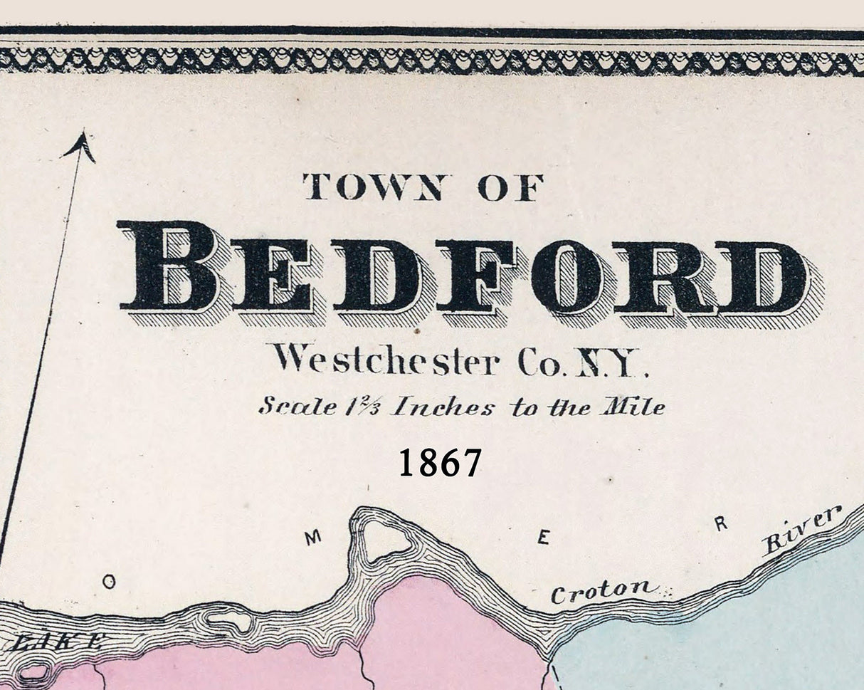 1867 Map of Bedford Westchester County New York