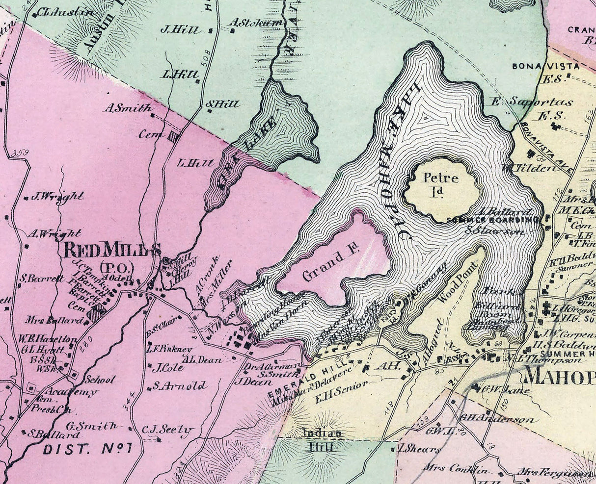 1867 Map of Carmel Putnam County New York