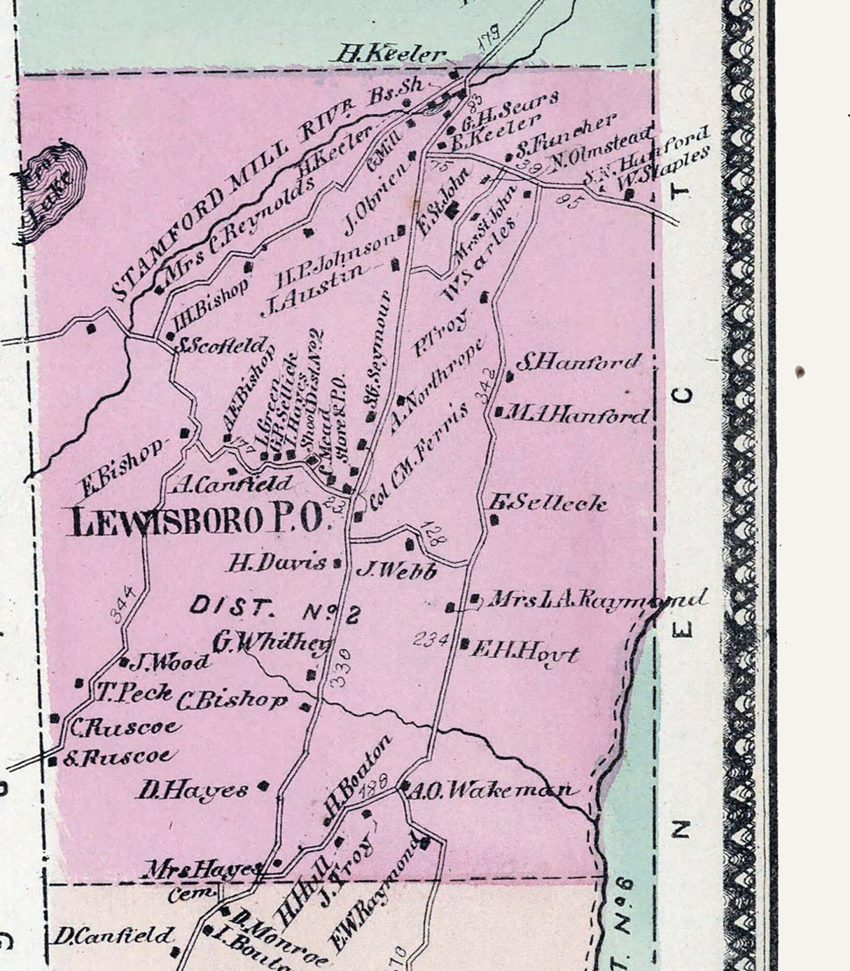 1867 Map of Lewisboro Westchester County New York