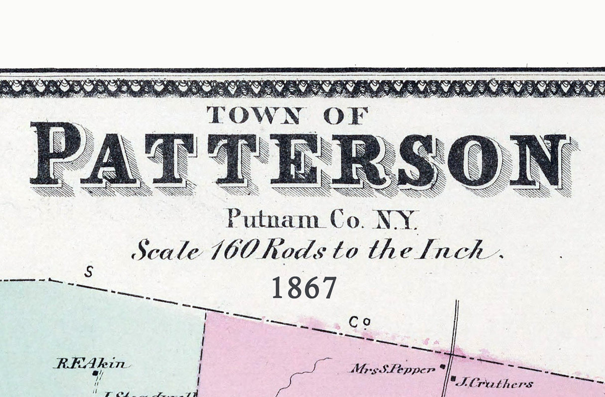 1867 Map of Patterson Putnam County New York
