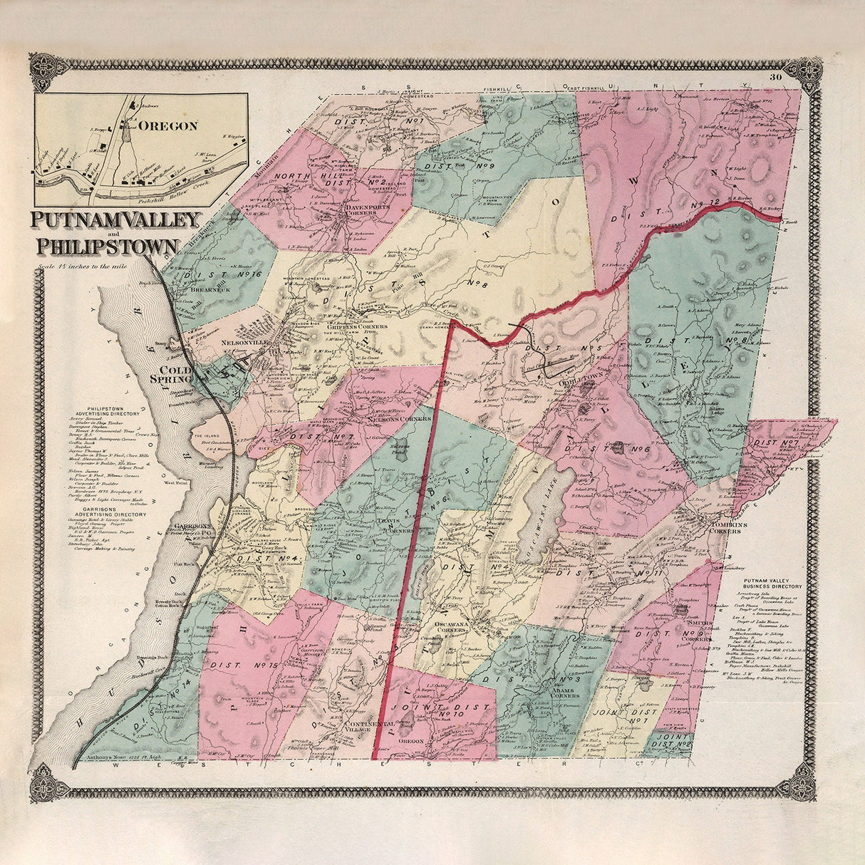 1867 Map of Putnam Valley and Philipstown New York