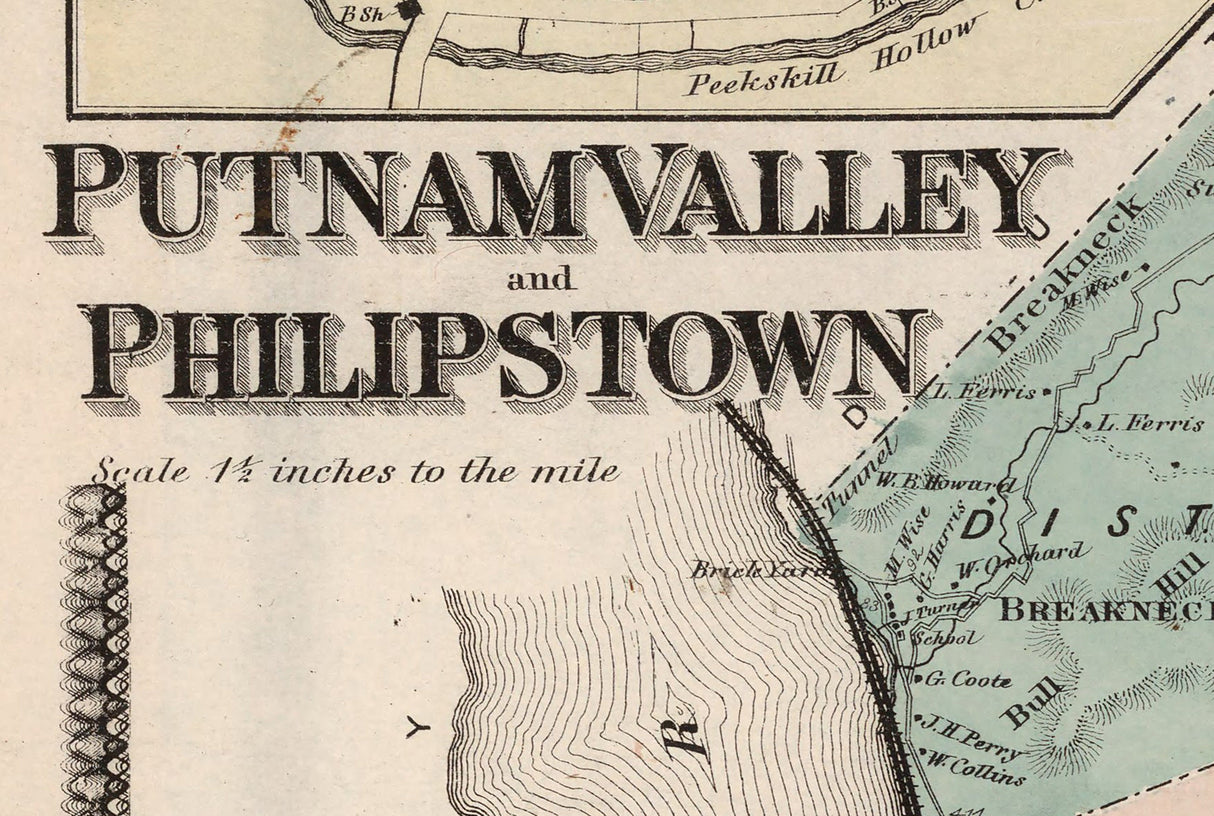 1867 Map of Putnam Valley and Philipstown New York