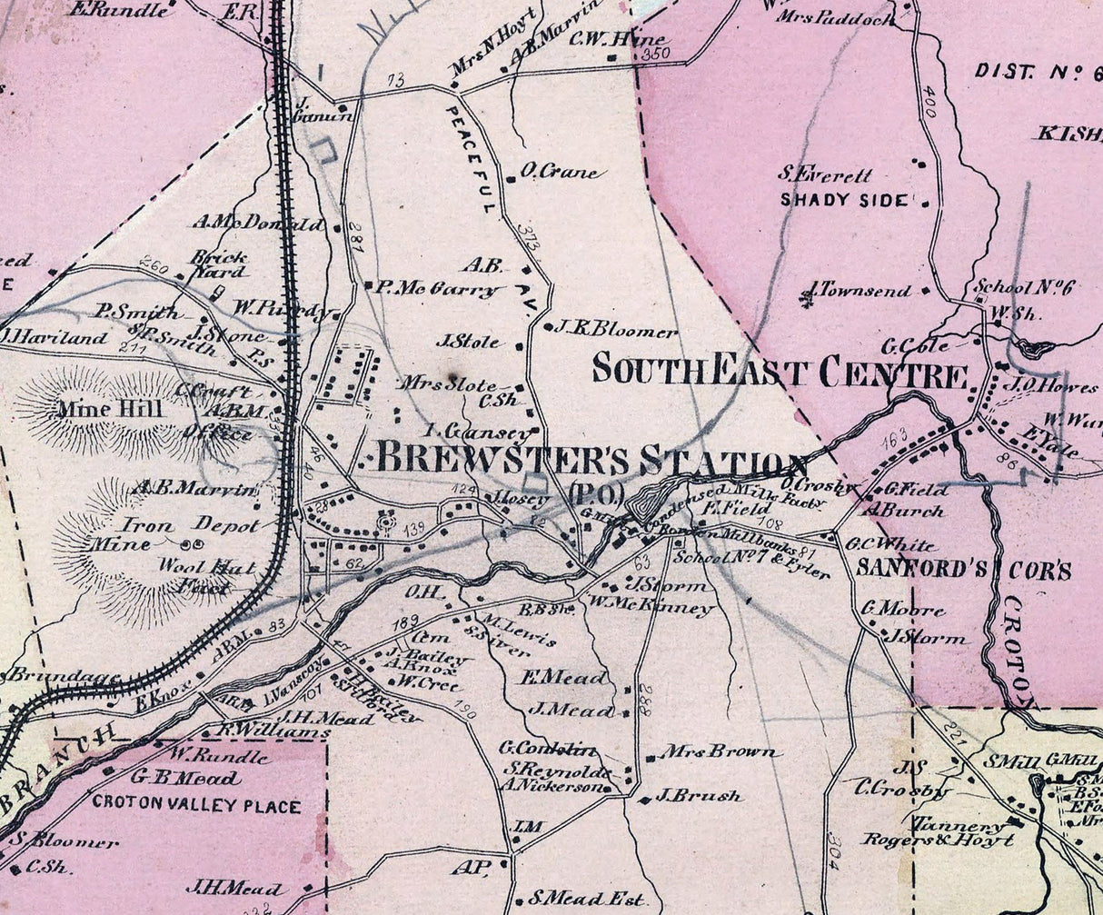 1867 Map of South East Putnam County New York