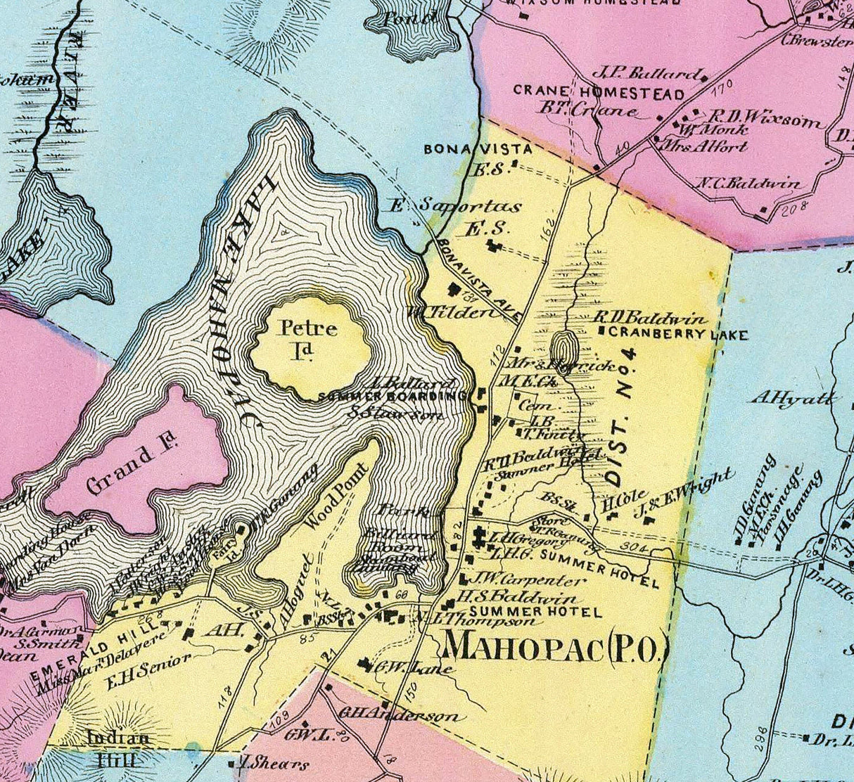 1868 Map of Carmel Putnam County New York