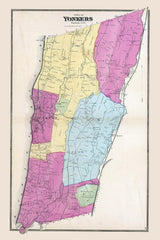 1868 Map of Yonkers Westchester County New York