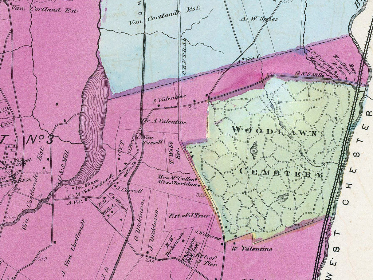 1868 Map of Yonkers Westchester County New York