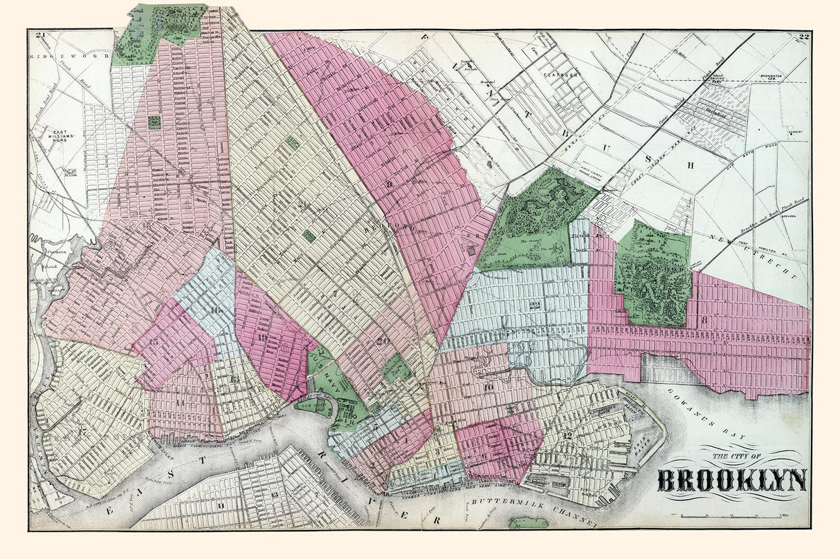 1873 Map of Brooklyn New York