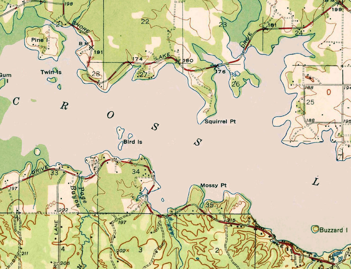 1945 Map of Cross Lake Caddo Parish Louisiana