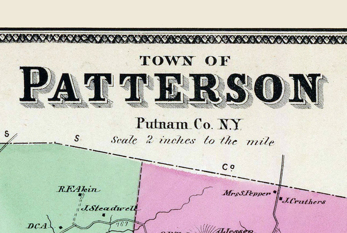 1868 Map of Patterson Putnam County New York