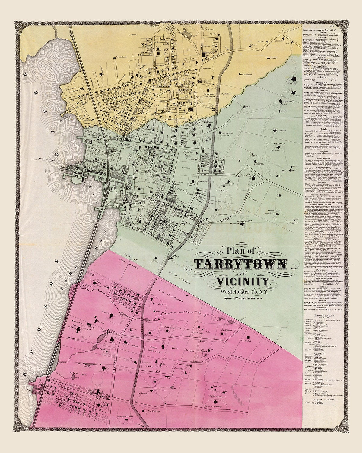 1868 Map of Tarrytown Westchester County New York