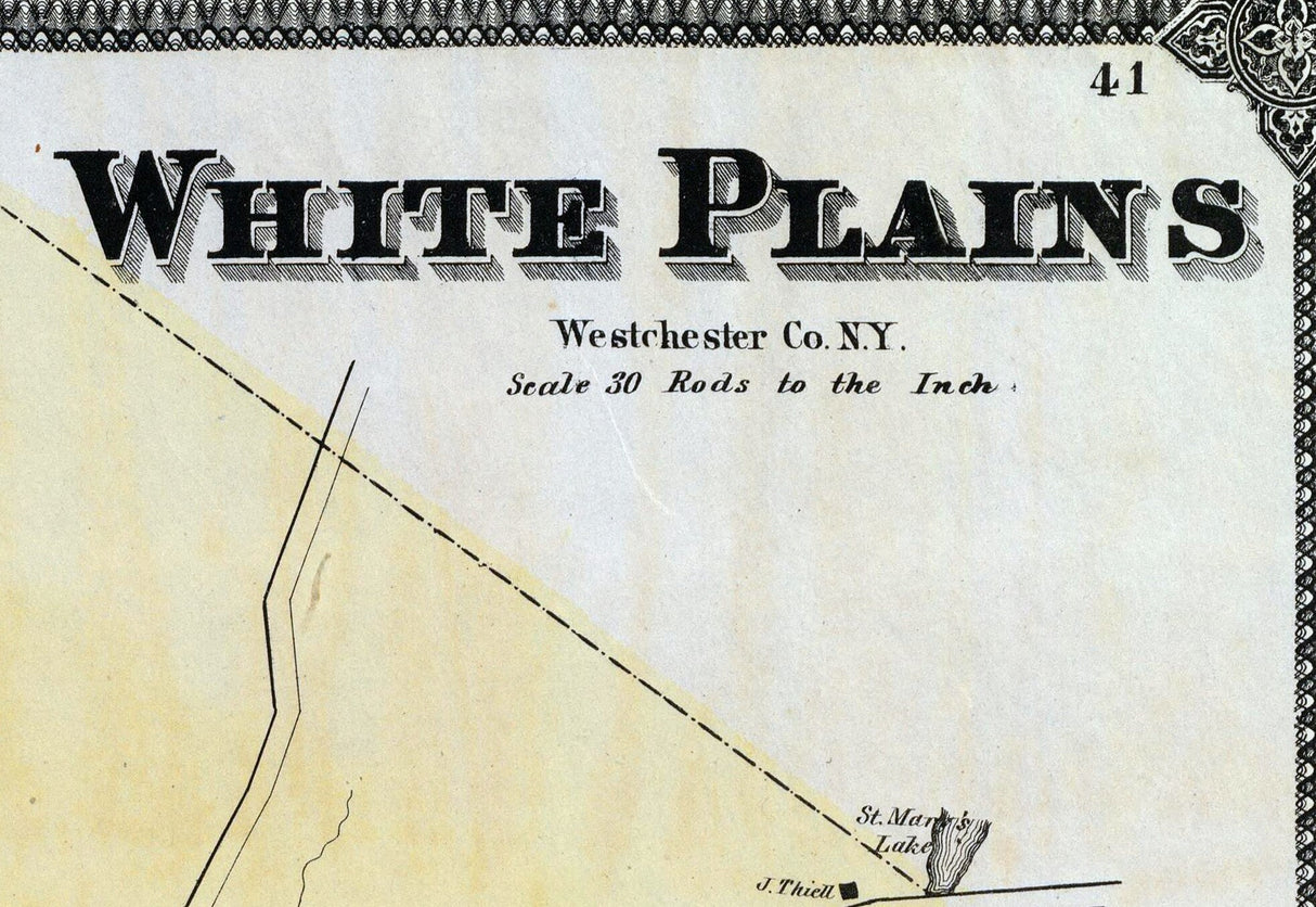 1868 Map of White Plains Westchester County New York