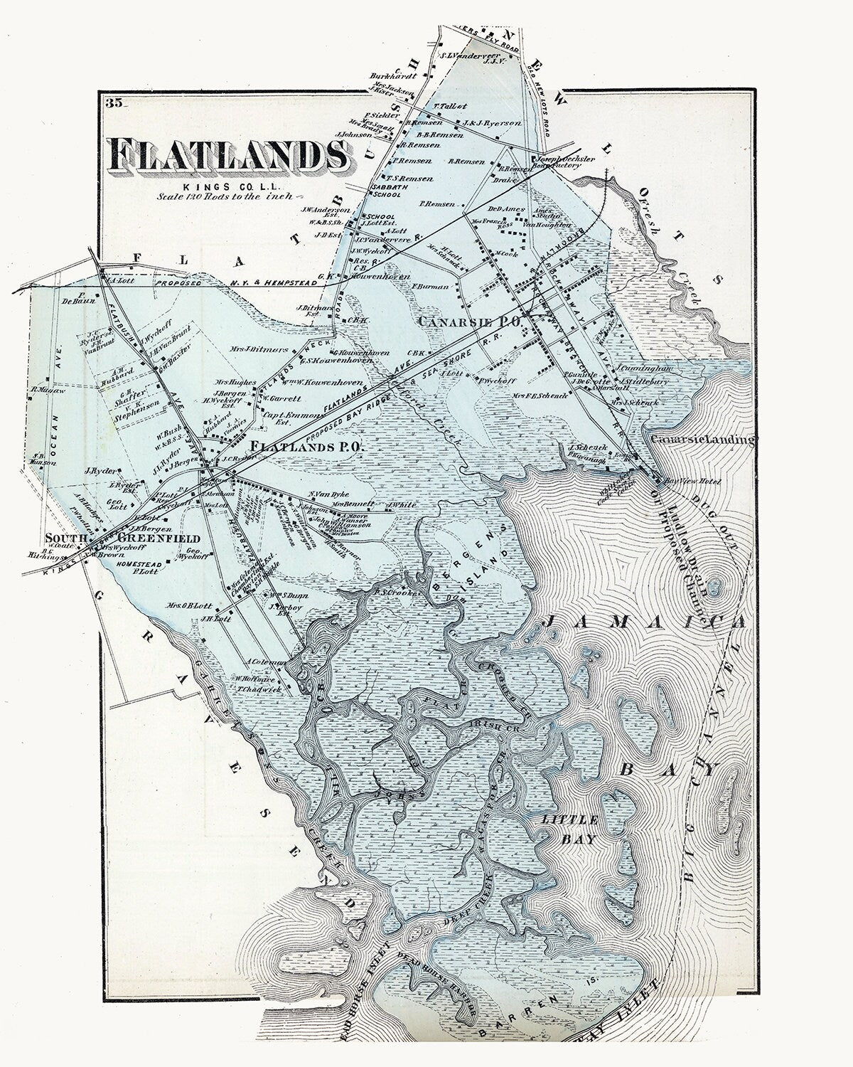 1873 Map of Flatlands Kings County New York