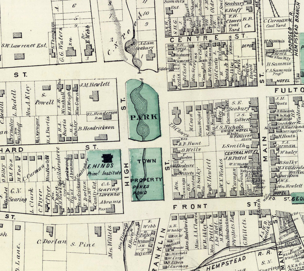1873 Map of Hempstead Queens County New York