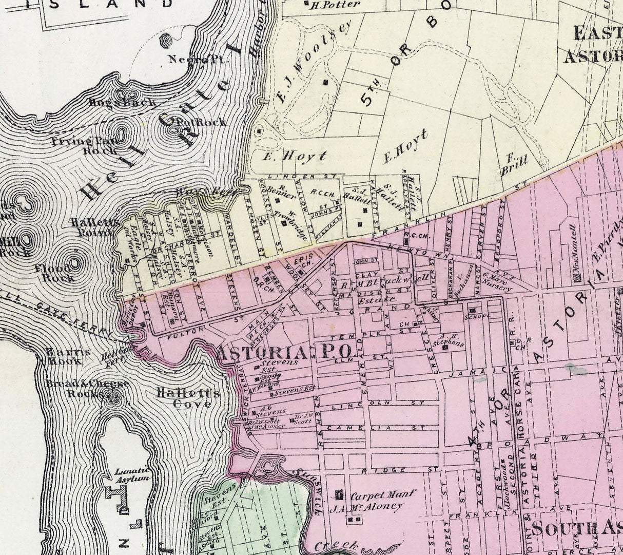 1873 Map of Long Island City Queens County New York