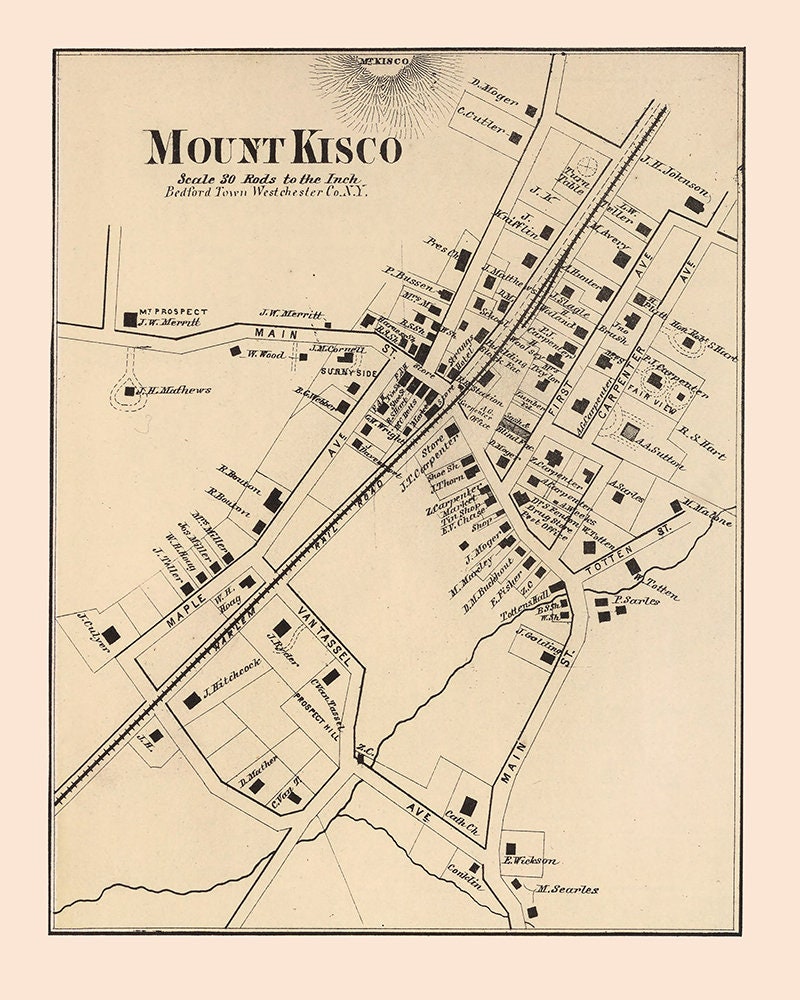 1873 Map of Mount Kisco Westchester County New York