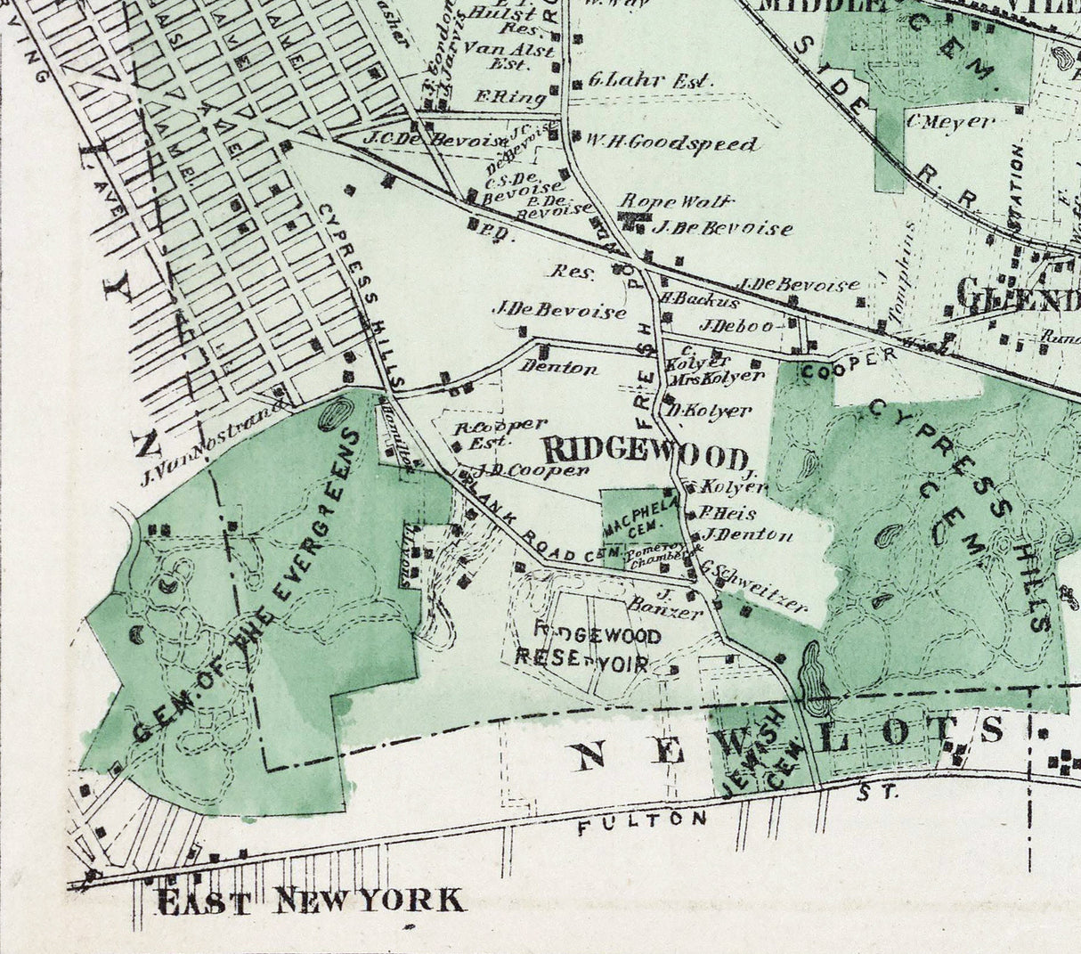 1873 Map of Newtown Queens County New York