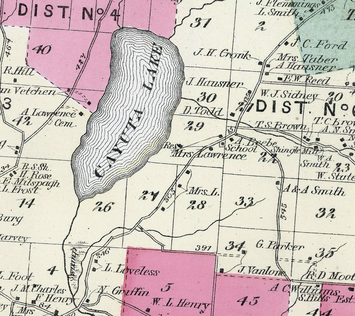 1874 Map of Catherine Schuyler County New York