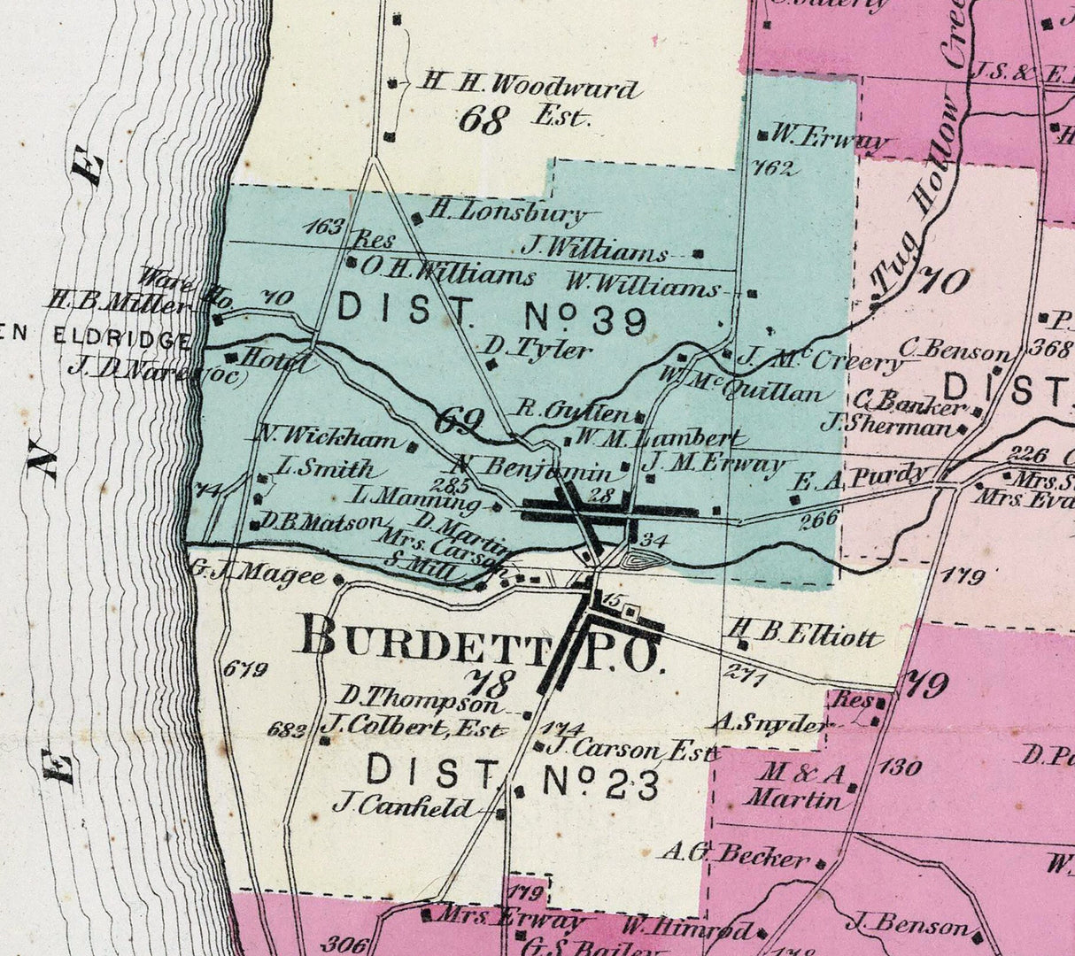 1874 Map of Hector Schuyler County New York