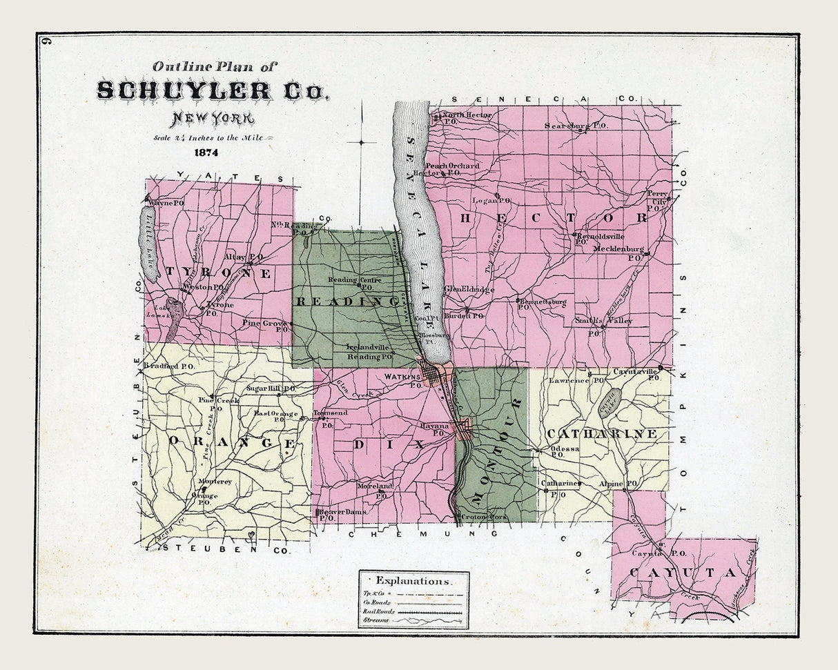 1874 Map of Schuyler County New York