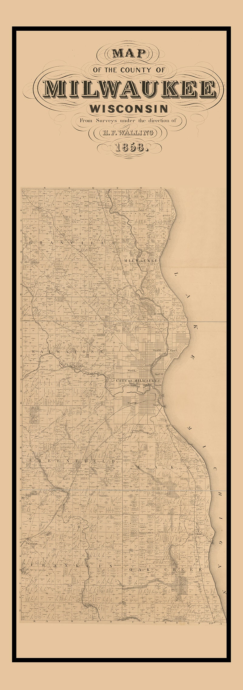 1858 Map of Milwaukee County Wisconsin