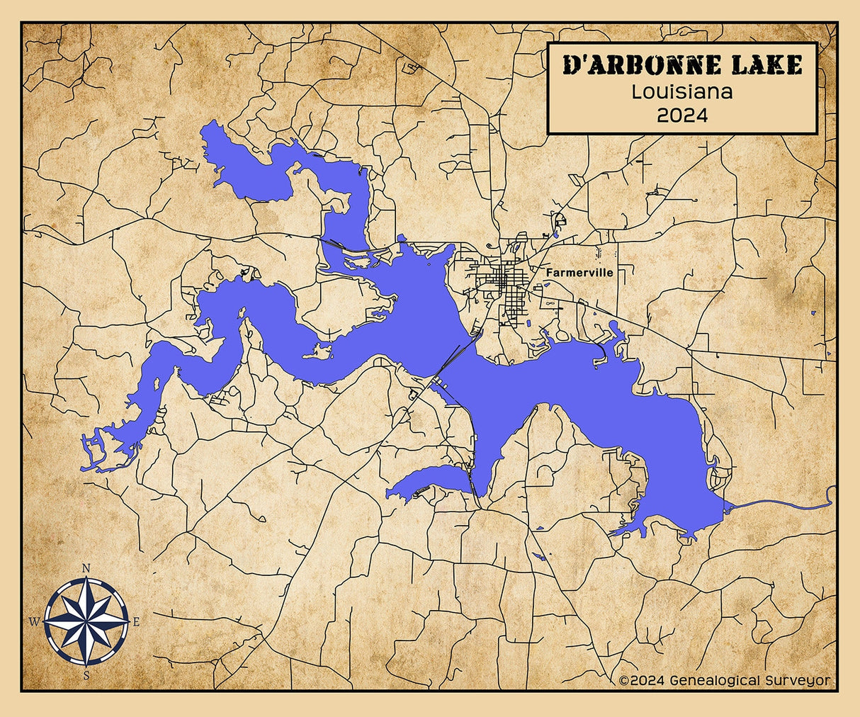 2024 Map of D'Arbonne Lake Union and Lincoln Parish Louisiana