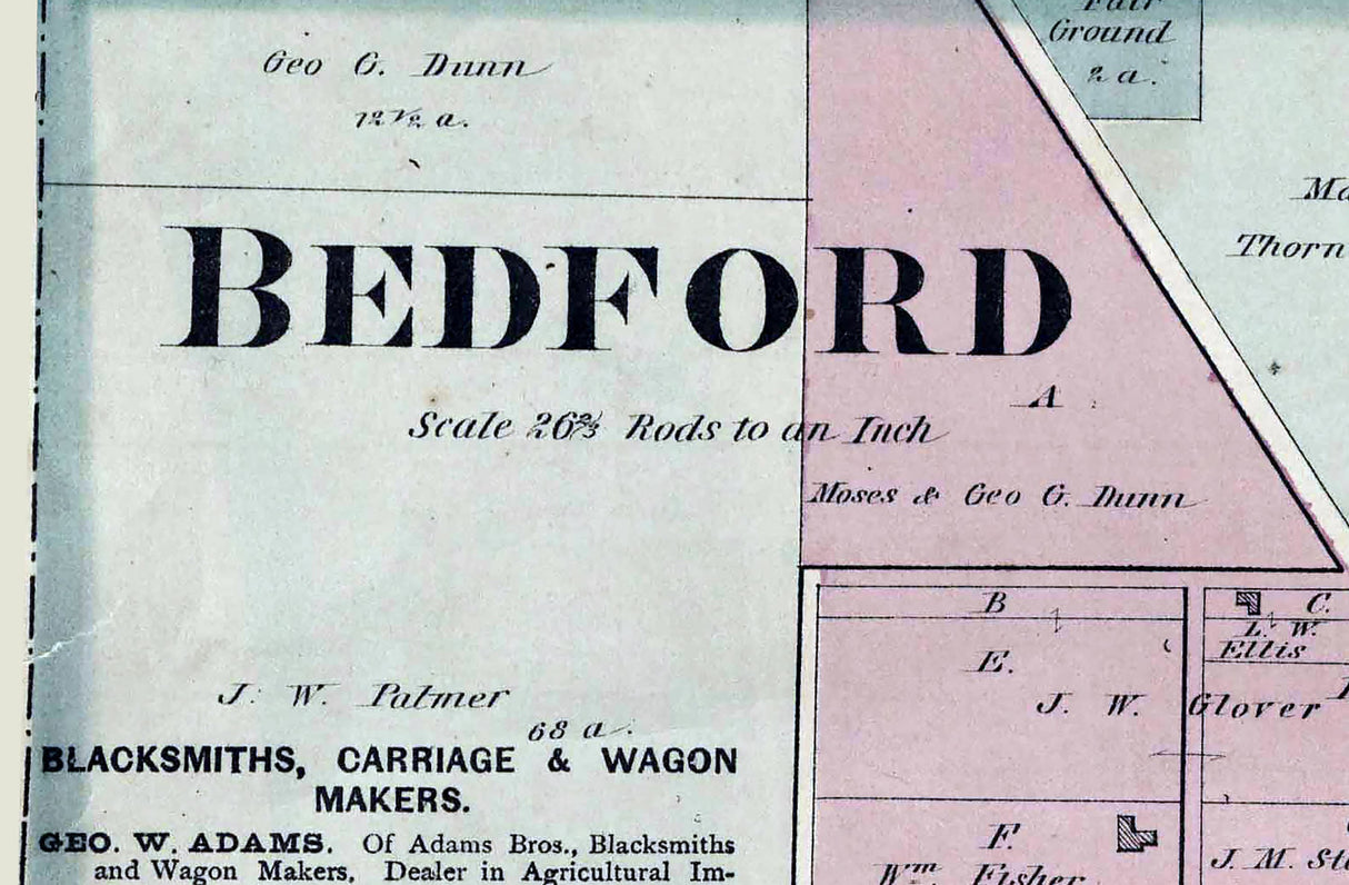 1879 Map of Bedford Lawrence County Indiana