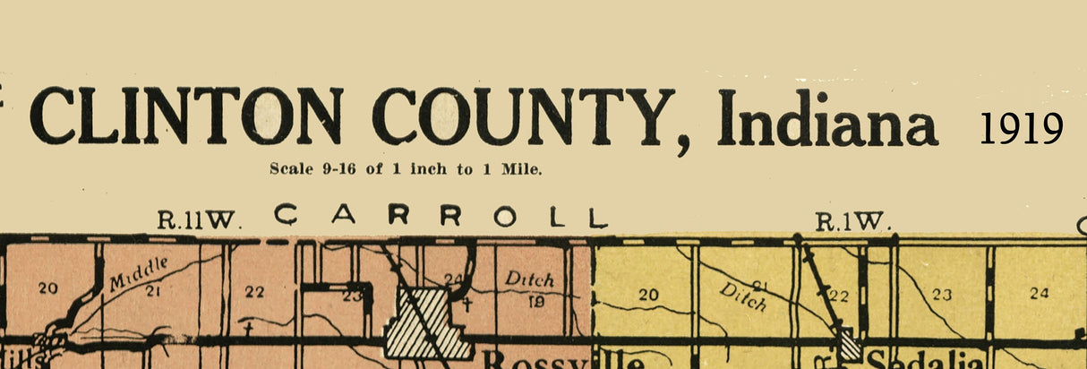 1919 Map of Clinton County Indiana