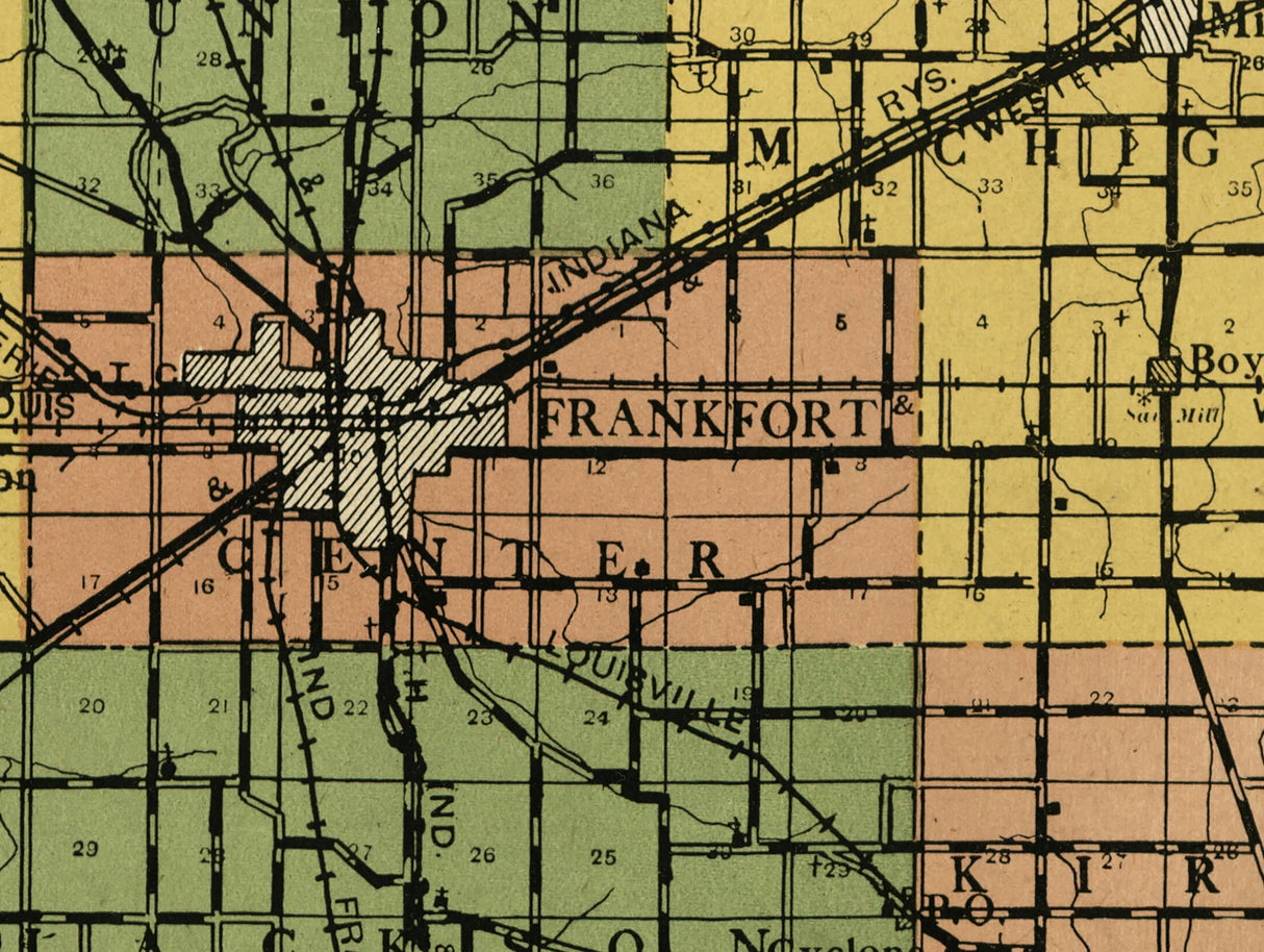 1919 Map of Clinton County Indiana