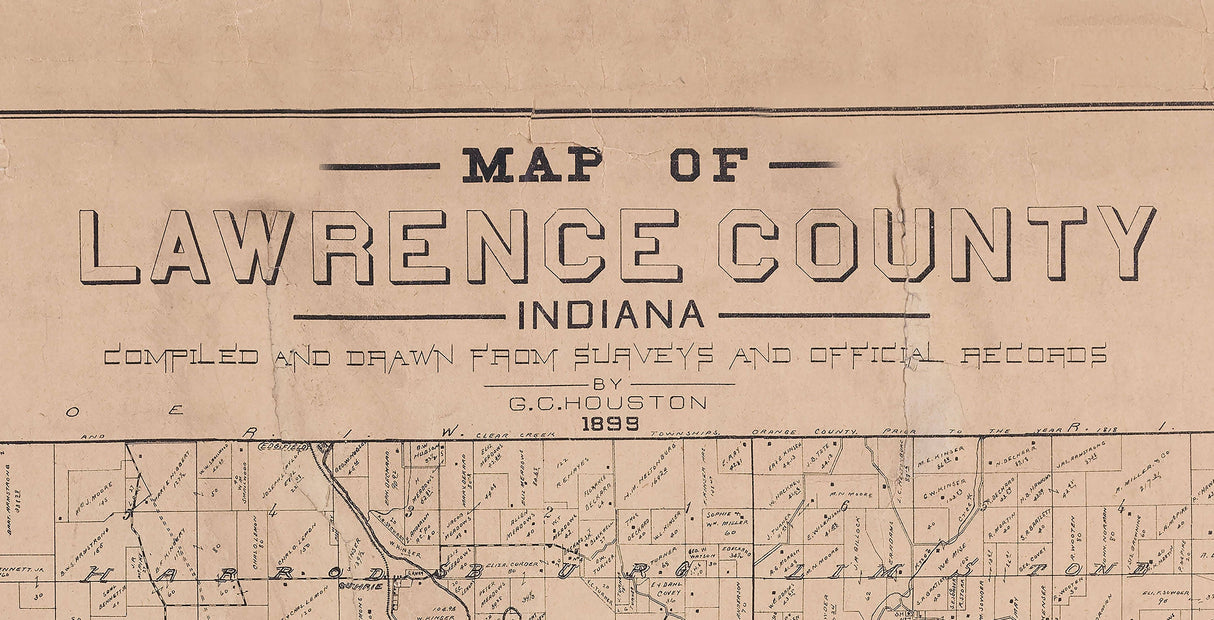 1899 Farm Line Map of Lawrence County Indiana