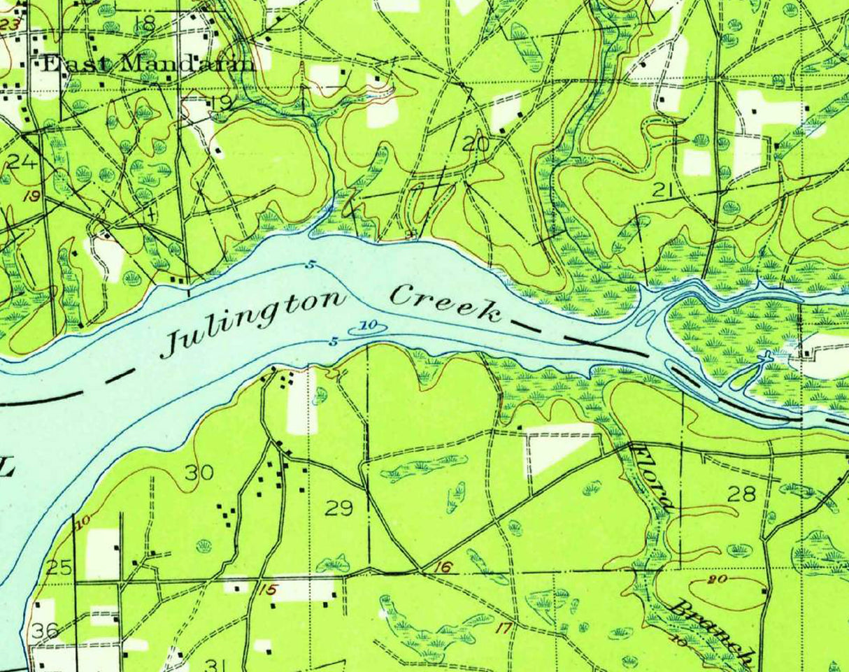 1917 Map of Julington Creek Florida Mandarin Fruit Cove
