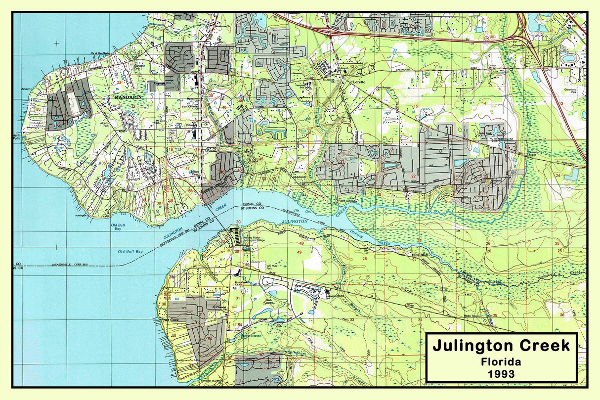 1993 Map of Julington Creek Florida Mandarin Fruit Cove