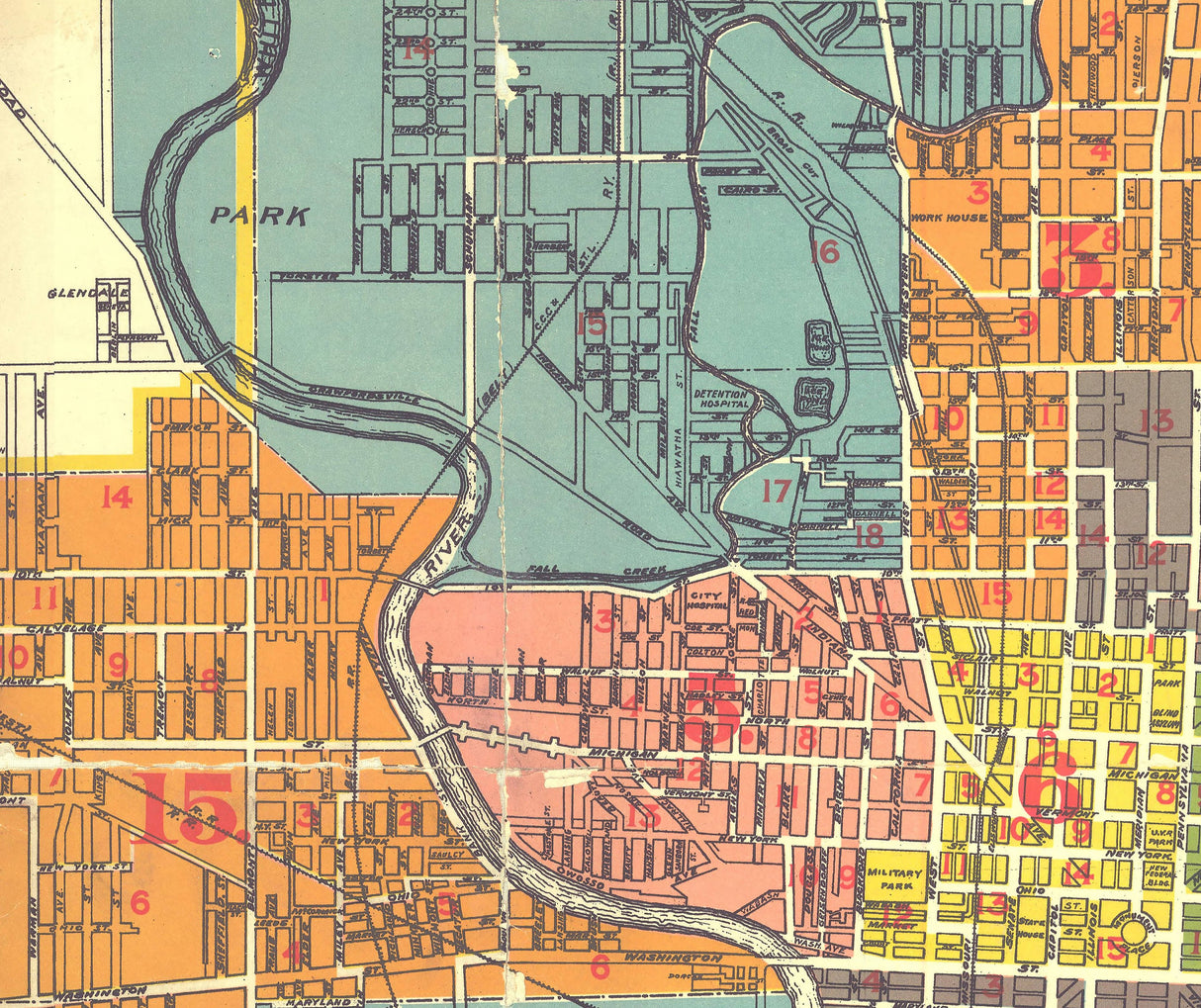 1904 Map of Indianapolis Indiana