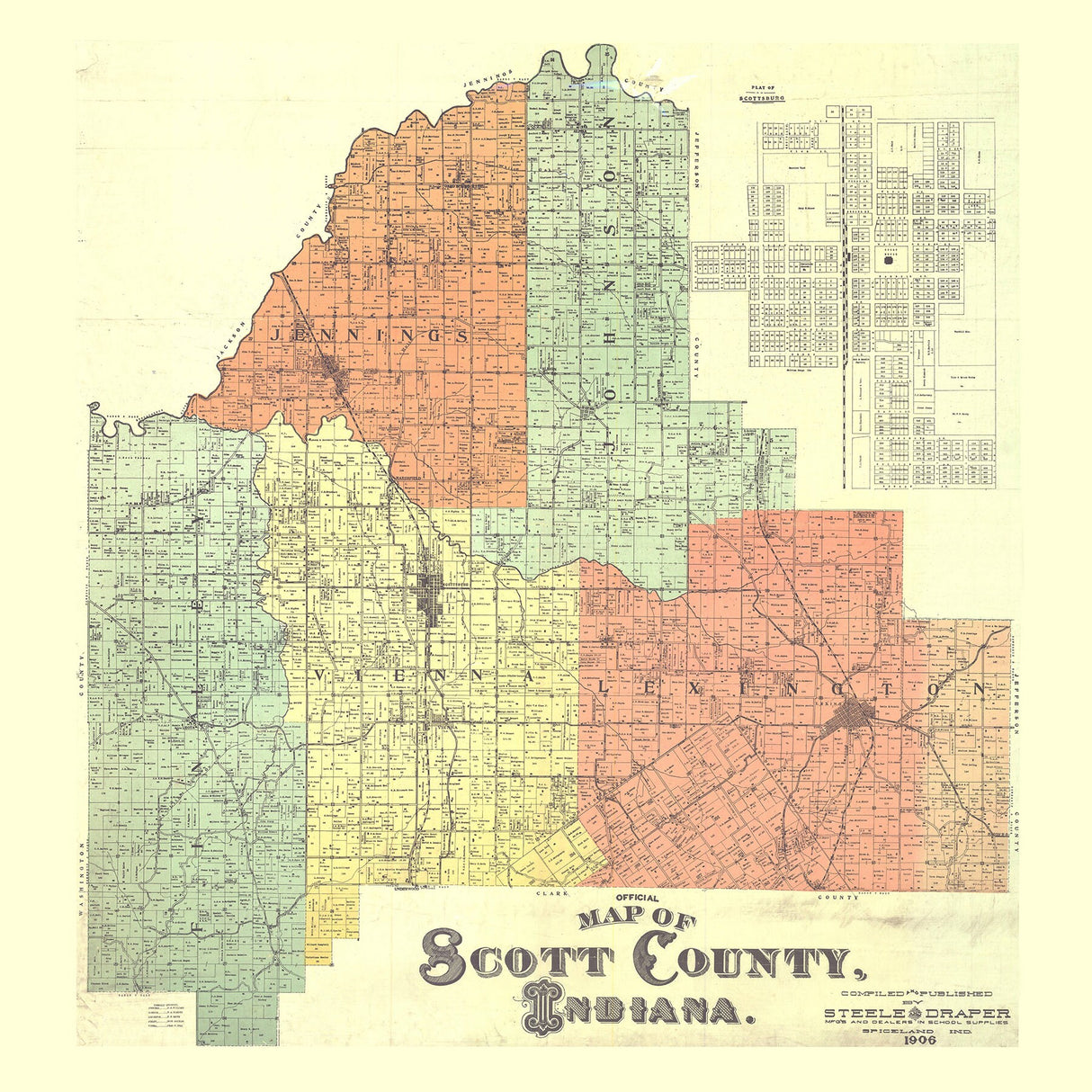 1906 Map of Scott County Indiana