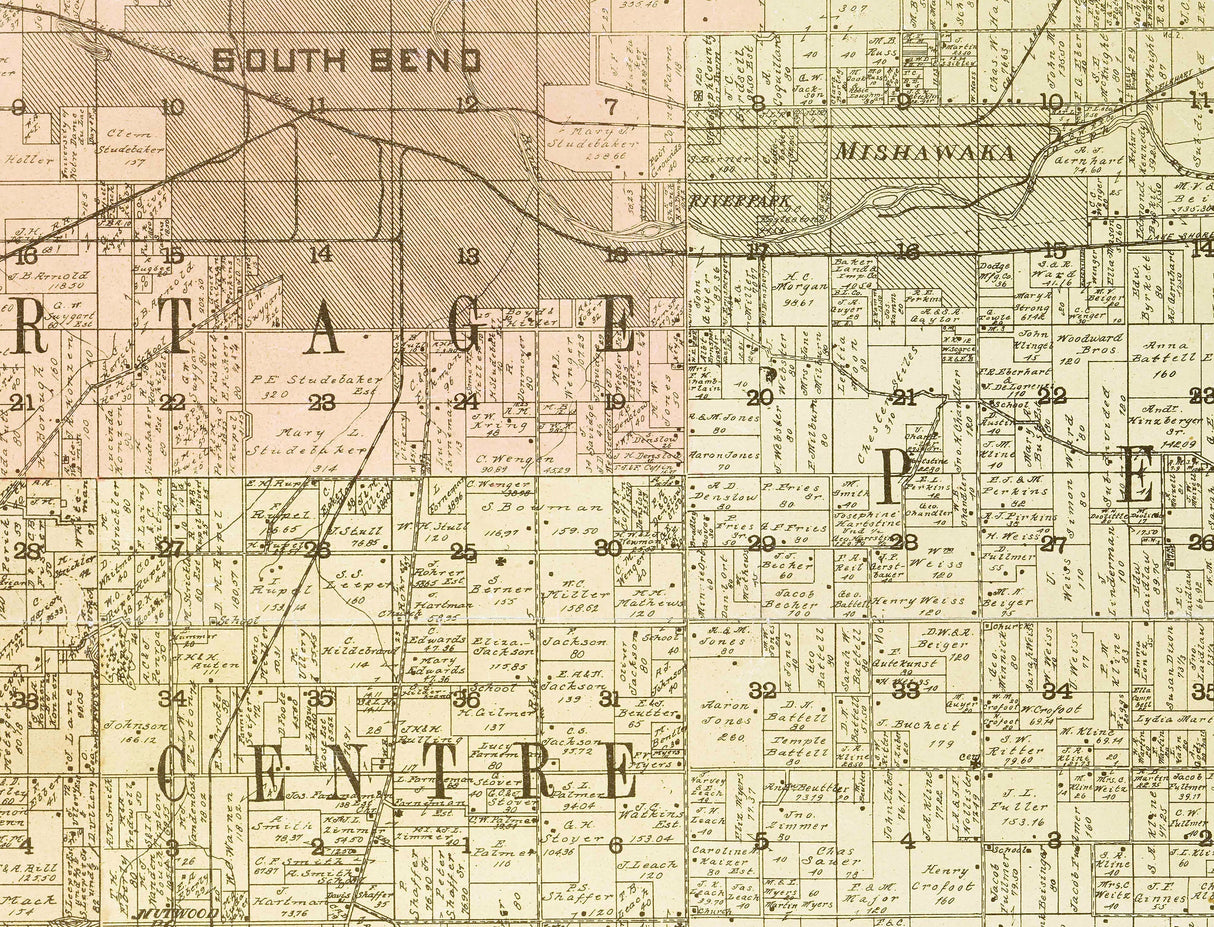 1900 Map of St Joseph County Indiana