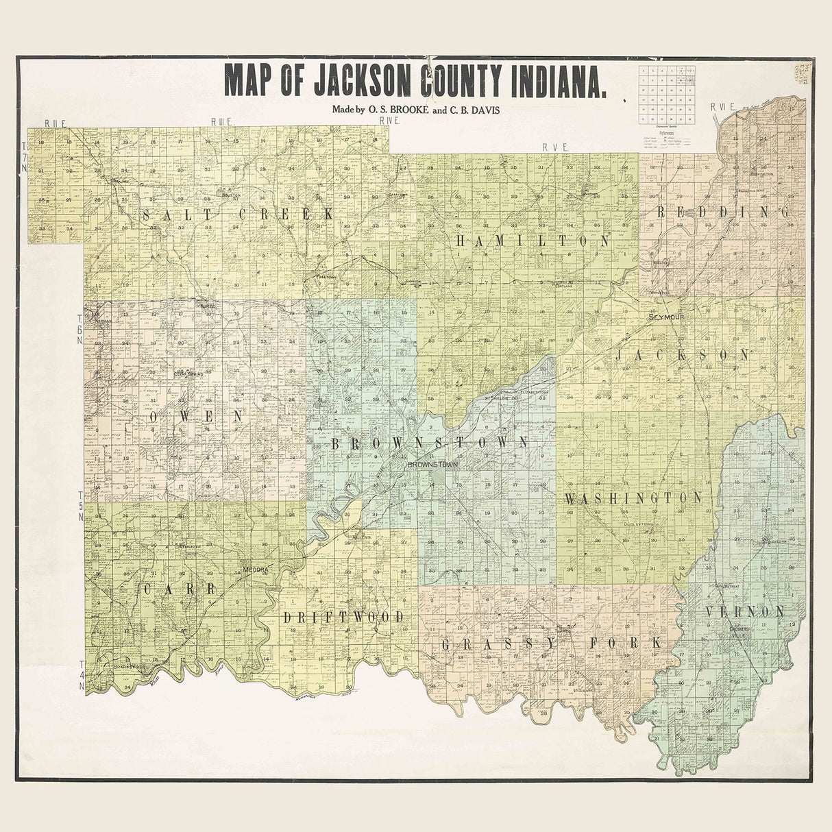 1917 Map of Jackson County Indiana