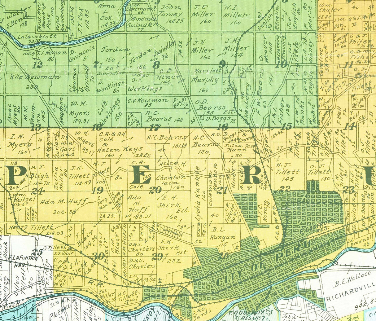 1921 Farm Line Map of Miami County Indiana