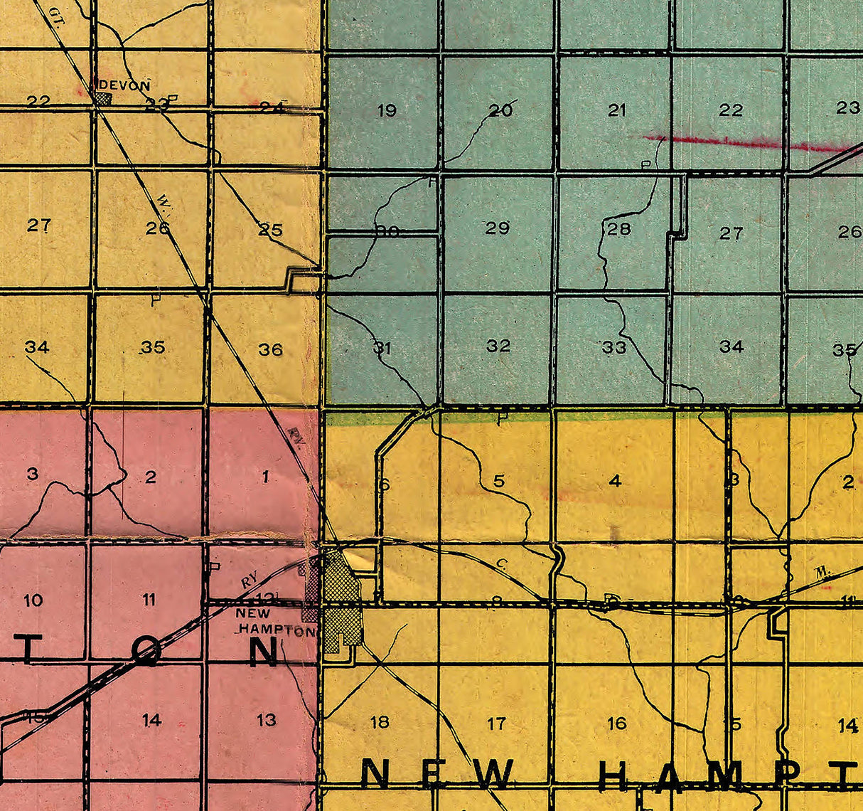 1907 Map of Chickasaw County Iowa